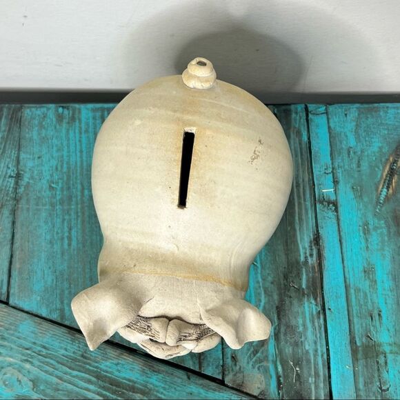 Pottery Piggy Bank Farmhouse Distressed - Picture 5 of 11